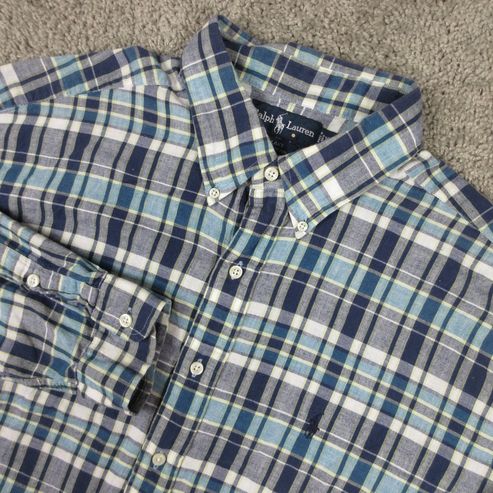 Polo Ralph Lauren Shirt Mens XL Blue Plaid Indian Madras Oxford Blake Button Up